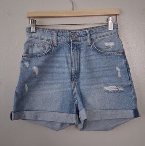 H&M Blue Mom Jean Shorts Ultra High Waist Cotton